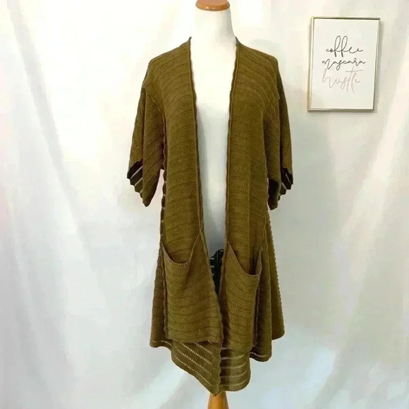 Anthropologie green oversized knit cardigan - Picture 2 of 8
